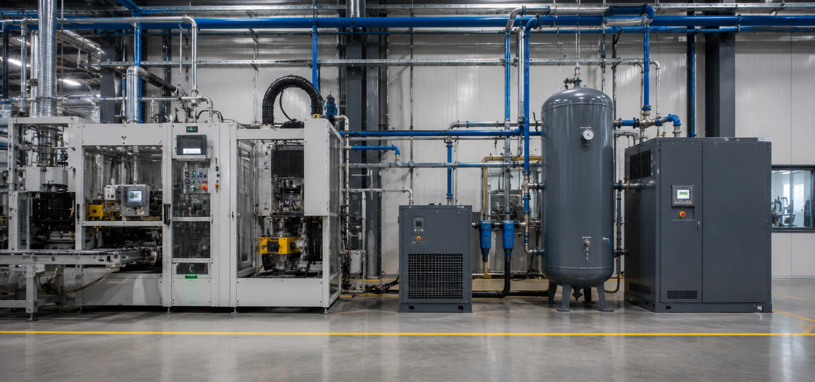 Industrial air compressor and receiver tank